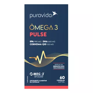 Omega 3 Pulse Com Coenzima Q10 60 Capsulas Puravida