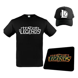 Pack League Of Legends Remera + Gorra + Mouse Pad Gamer