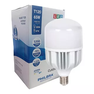 Kit C/ 5 Lâmpadas Led Alta Potência 65w E-27 6500k Philbra