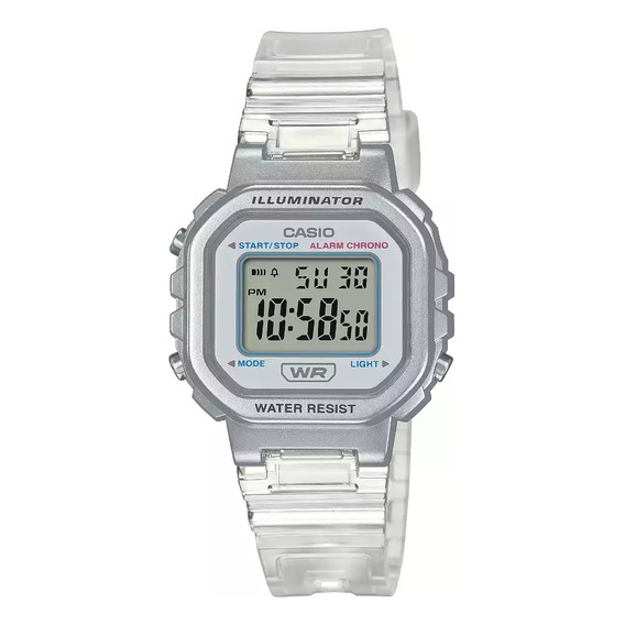 Reloj Casio Digital Pop La20whs-7a Dama Ts Color de la correa Transparente Color del bisel Gris Color del fondo Gris