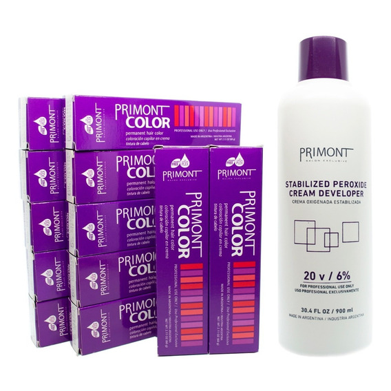 Primont Color Kit X12 Tinturas 60gr + Oxidante Coloración 6c