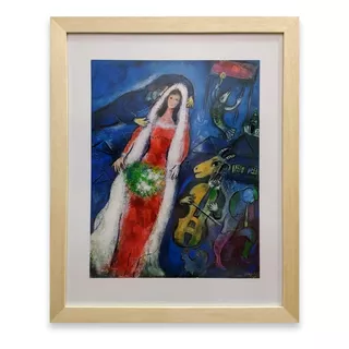 Cuadro La Mariee Chagall 45x55 Cm Marco Vidrio Calidad Myc 