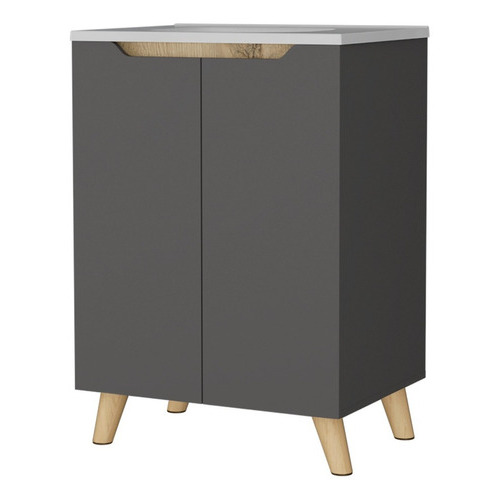 Mueble Para Lavamanos Apolis Plata Oscuro Y Café Claro Color del mueble Plomo