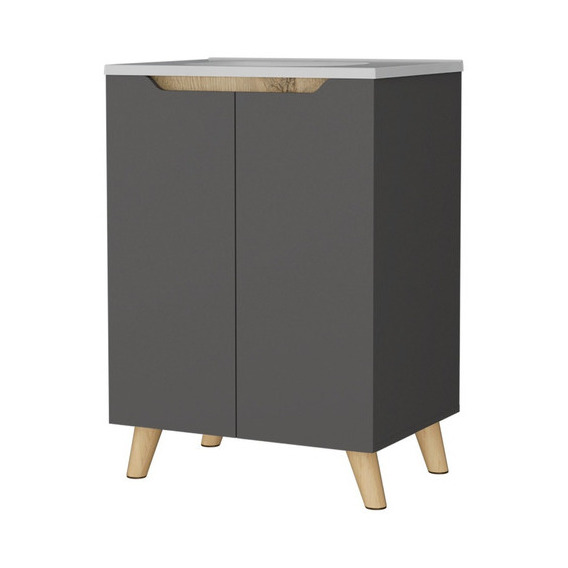 Mueble Para Lavamanos Apolis Plata Oscuro Y Café Claro Color del mueble Plomo