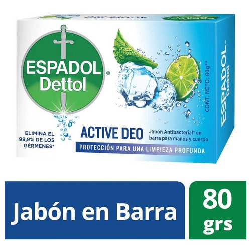 Jabón En Barra Active Deo Antibacterial Espadol Dettol 80g