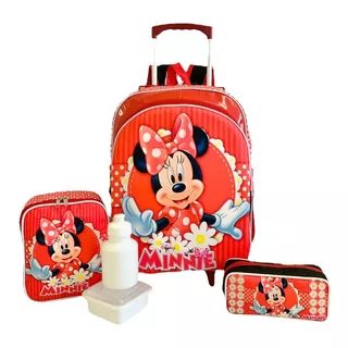 Kit Mochila Infantil Minnie Mouse Lisa G Rodinhas Menina F5