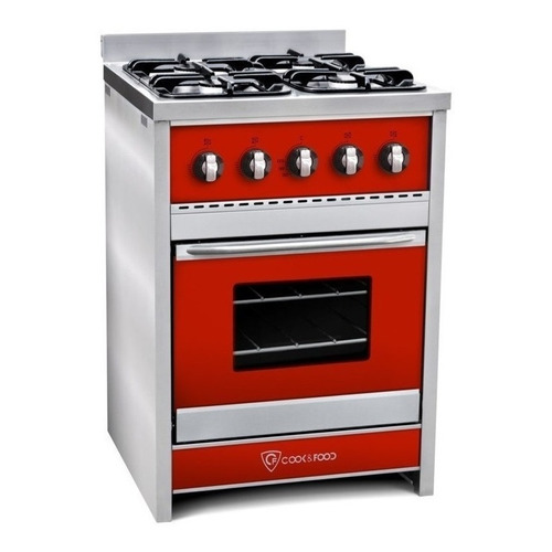 Cocina industrial Cook & Food Chiara CF60 a gas/eléctrica 4 hornallas  roja 220V puerta con visor