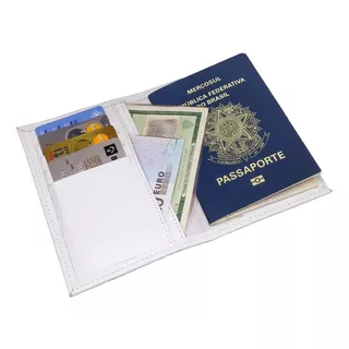 Porta Passaporte Carteira Cartões Doc Couro Ecologico Ondas