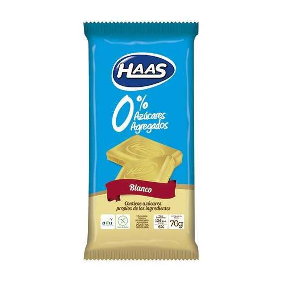 Haas Tableta 0% Azúcar Blanco 70 G.