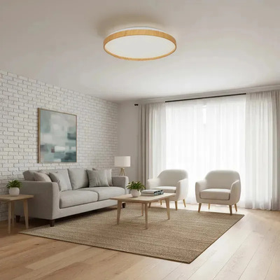 Aplique Plafón Led Boris Madera Con Control Luz Desing Madera Interior