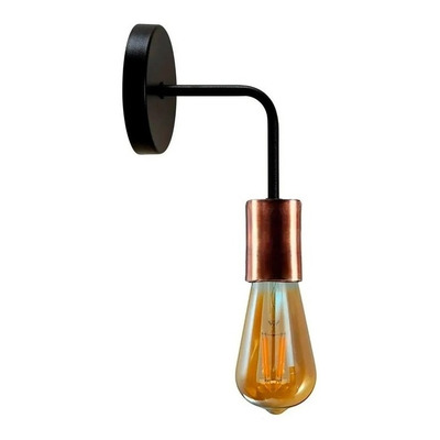 Aplique Vintage Negro Con Cobre Viejo Apto Led Pared Deco