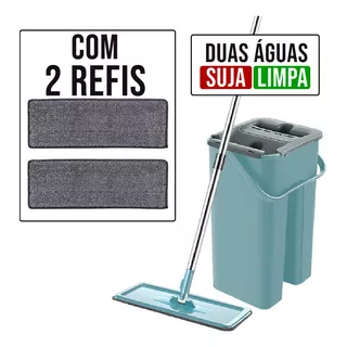 Rodo Mop Flat +1 Refil Microfibra E Balde Lava/seca