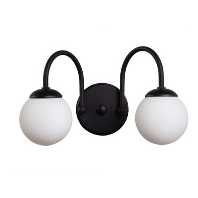 Aplique Lyon Elyn 2 Luces Negro Globo Opal Apto Led G9