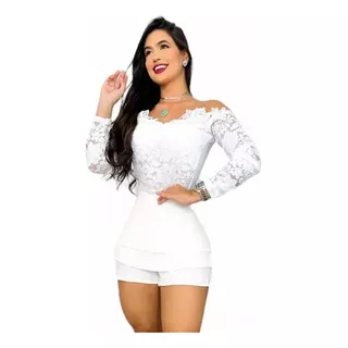 Body Blusa Feminina Manga Longa Comprida Renda 