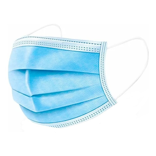 Cubre Bocas Triple Plisado Nivel 3 De Protección Caja C/50 Color Azul Diseño de la tela Azul