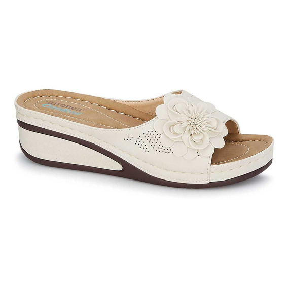 Sandalia Andrea Tipo Mule Color Hueso Para Mujer