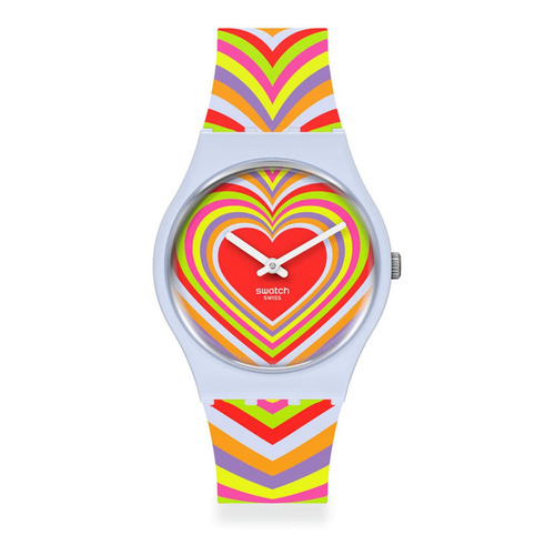 Reloj Swatch Groovy Love De Silicona Para Mujer Color de la malla Multicolor Color del bisel Blanco Color del fondo Multicolor