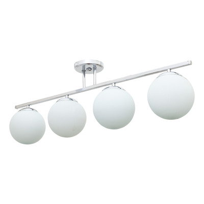 Plafon 4 Luces Barral Elyn Cromo Globo 15cm Opal E27 Rosca 