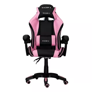 Cadeira Gamer Racer-x Regulável Reclinável 30 Graus Cor Rosa Material Do Estofamento Couro Sintético