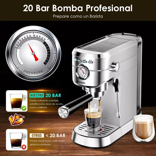 Máquina de café expreso de 20 bares a presión, cafetera de capuchino con  varita de vapor de espuma de leche para latte, moca, capuchino, con