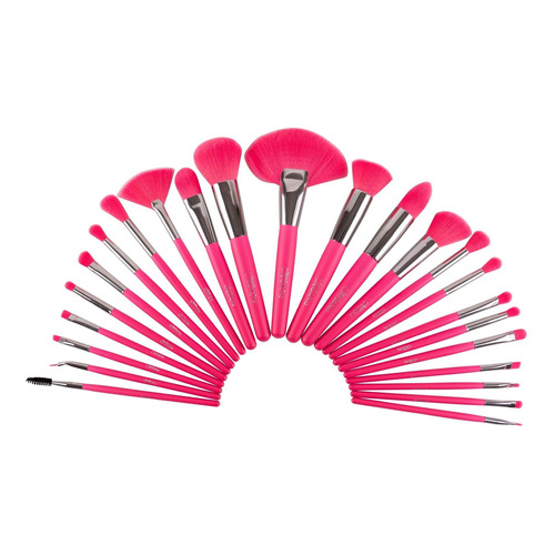 Set de 24 brochas de maquillaje Beauty Creations The Neon pink