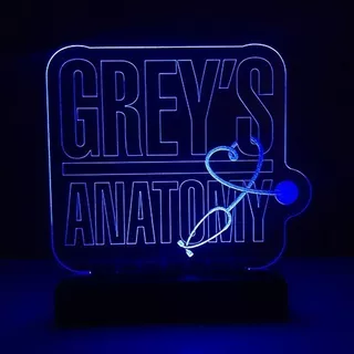 Abajur Luminária Grey's Anatomy Led Cor Da Cúpula Azul Cor Da Estrutura Preto