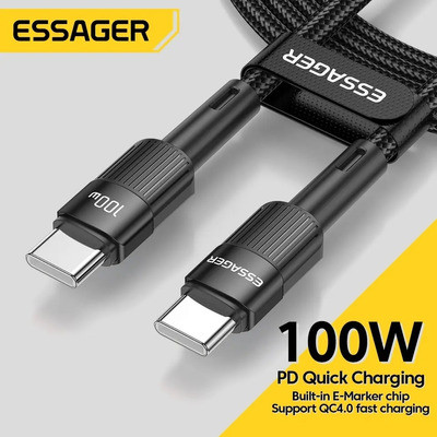 Cable 2m Tipo C A C 100w Essager Para Pc Macbook Tablet Celu