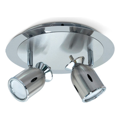 Plafon 2 Luces Niza Base Redonda Acero Spot Apto Led  Acero