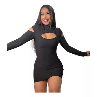 Vestido Feminino Gota Abertura Ombro Monga Longa Com Bojo