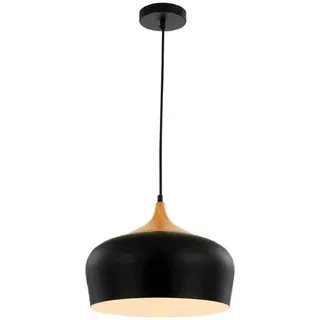 Luminaria Colgante Campana Metal Color Y Simil Madera E27 