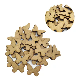 50 Apliques Borboleta Enfeite Decorativo Mdf Cru 3cm