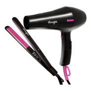 Kit Duga Hair Design Kit: Secador + Plancha Negro/rosa D5000