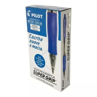 Caneta Pilot Super Grip 1.0 Azul - Cx C/ 12 Un
