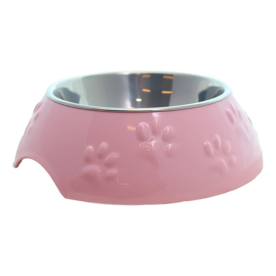 Plato Huellitas Rosado Para Perro M Mascan Color Rosado