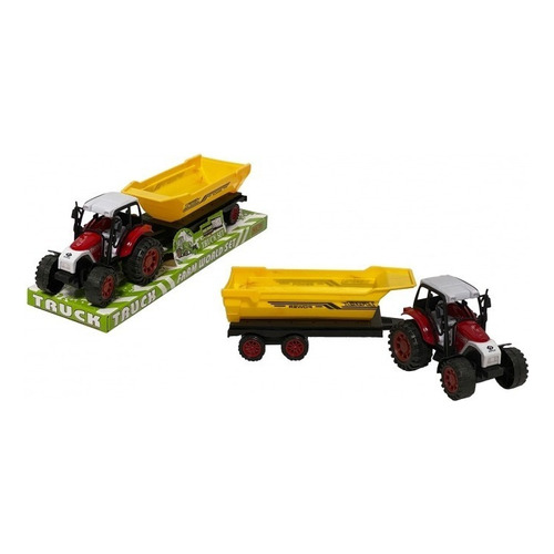 Tractor De Granja Con Trailer 35cm. Color Amarillo Personaje Farm