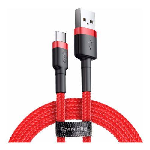 Cable usb tipo c 2.0 Baseus rojo con entrada USB salida USB-C