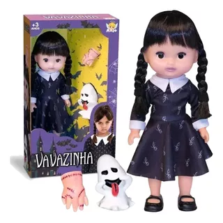 Boneca Infantil Vavazinha (wandinha) Com Mãozinha E Fantasma