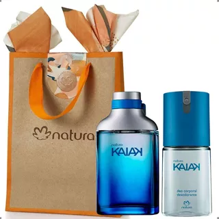 Presente Especial Perfume Natura Kaiak Tradicional Colônia Masculino 100ml + Desodorante Deo Corporal 100ml Fragrância Refrescante + Sacola Exclusiva