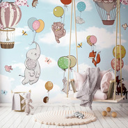 Painel Adesivo Autocolante Balões Elefante Urso Coelho M²