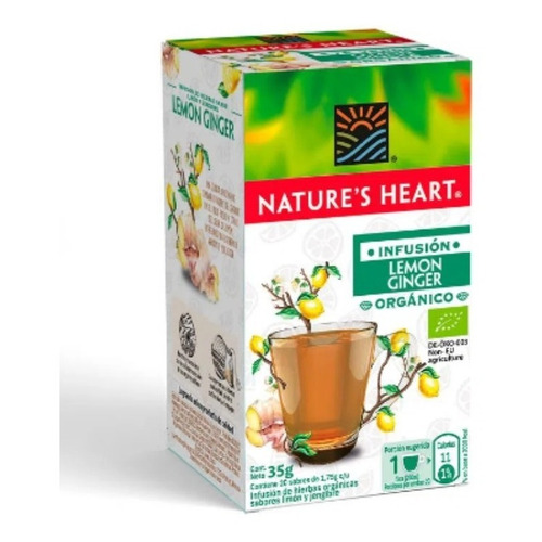 Té Jengibre Y Limón Infusión Premium Natures Heart 20 Sobres