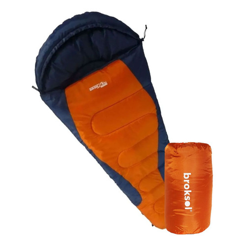 Bolsa De Dormir Broksol Olivo 250 Camping Termica 0° Carpa Color Naranja con azul