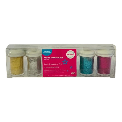 Diamantina Ultra Brillante Kit 6 Frascos 10g Selanusa Color Multicolor