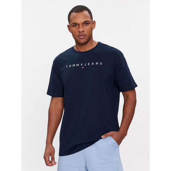 Polera Regular Linear Logo Azul Tommy Jeans