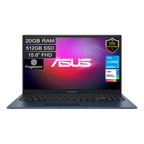 Notebook Asus Laptop X1504ZA-NJ372 azul tranquilo 15.6", Intel Core i5 1235U  20GB de RAM 512GB SSD, Gráficos Intel® Iris® X 60 Hz 1920x1080px FreeDOS