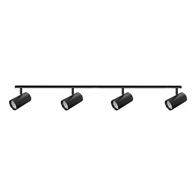 Riel 1 Metro Con 4 Spot Mac Apto Led Gu10 Negro Luz Desing