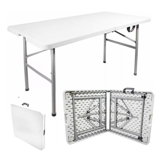 Mesa Plegable Portátil De Plástico Portafolio 120 Cm Blanco