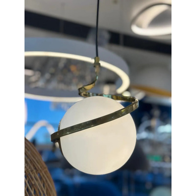  Colgante 3 Luces Helix Dorado Globo Opal Apto Led E27 Ld Dorado
