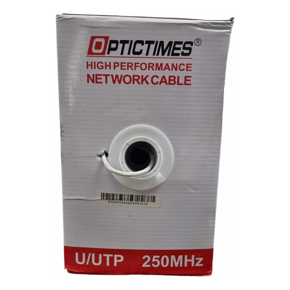 Bobina Cable Utp Cat 6, 100% Cobre, 305 M, Optictimes Blanco