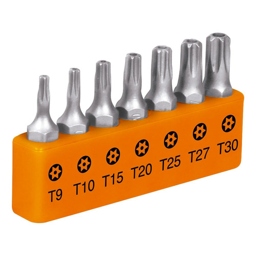 Juego 7 Puntas Torx Largo Seguro 1' Organizador Truper 17797