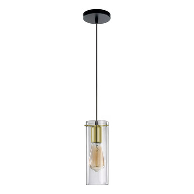 Colgante 1 Luz Dorado Deco Apto Led Cilindro Transparente 